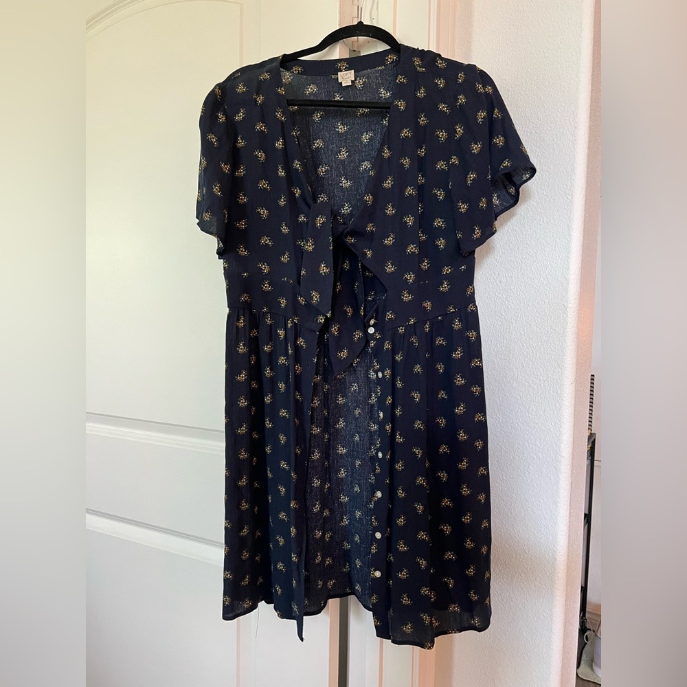 LOFT Navy Floral Midi Dress